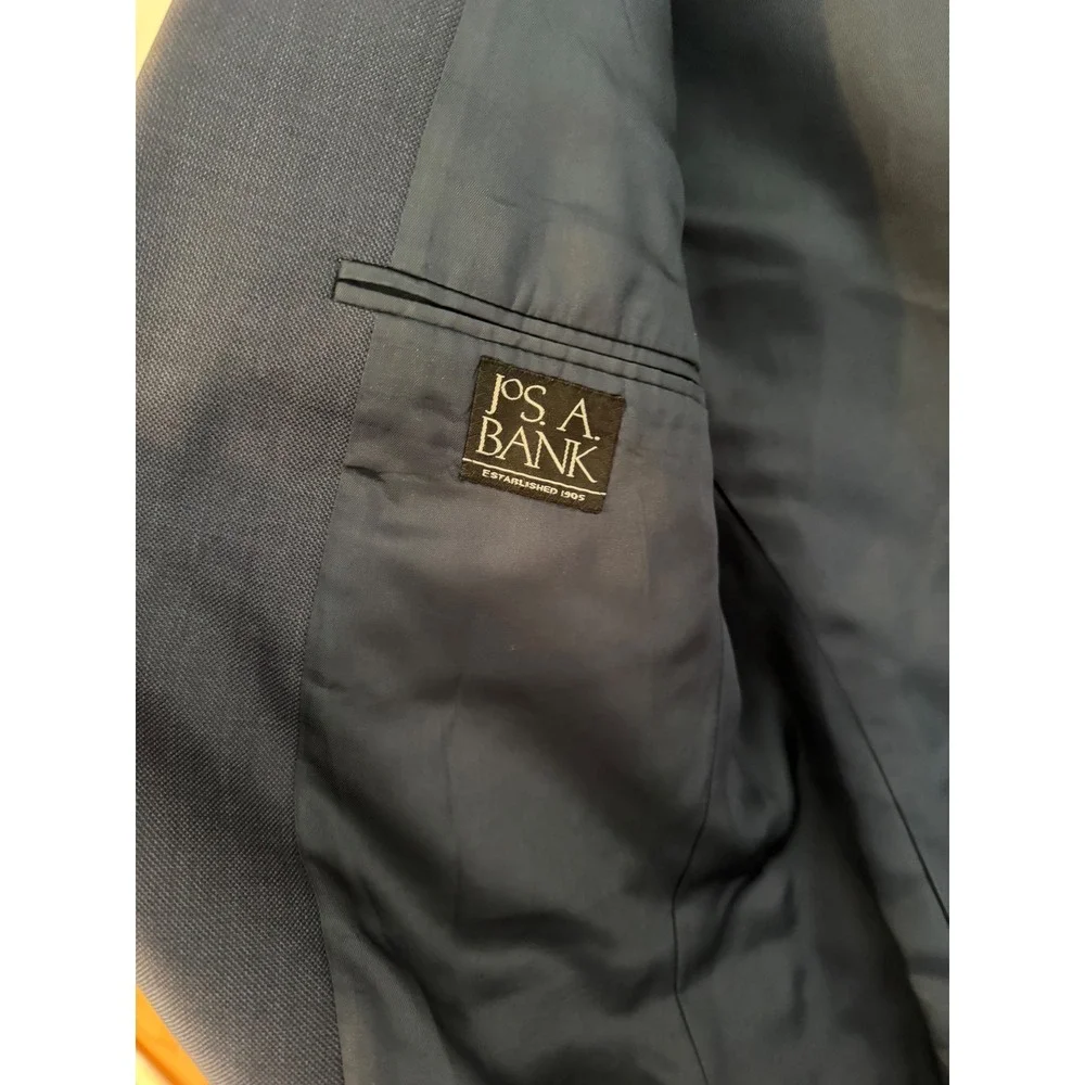 Jos. A. Bank‎ Mens 44R Navy Blue Wool Silk Ramie Two Button Blazer Sport Coat